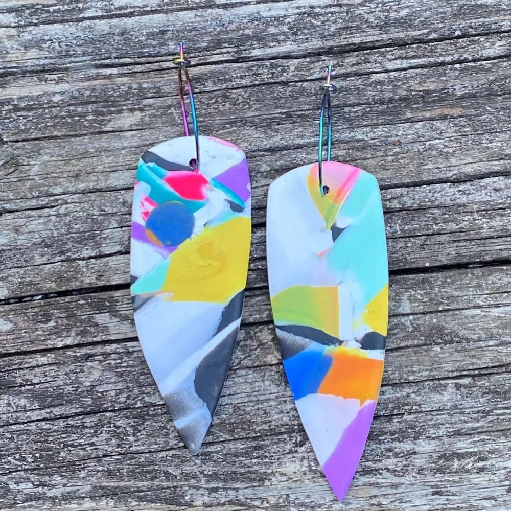 Polymer Clay Dagger Earrings Handmade by Susie Quinn - Picture 2 of 2